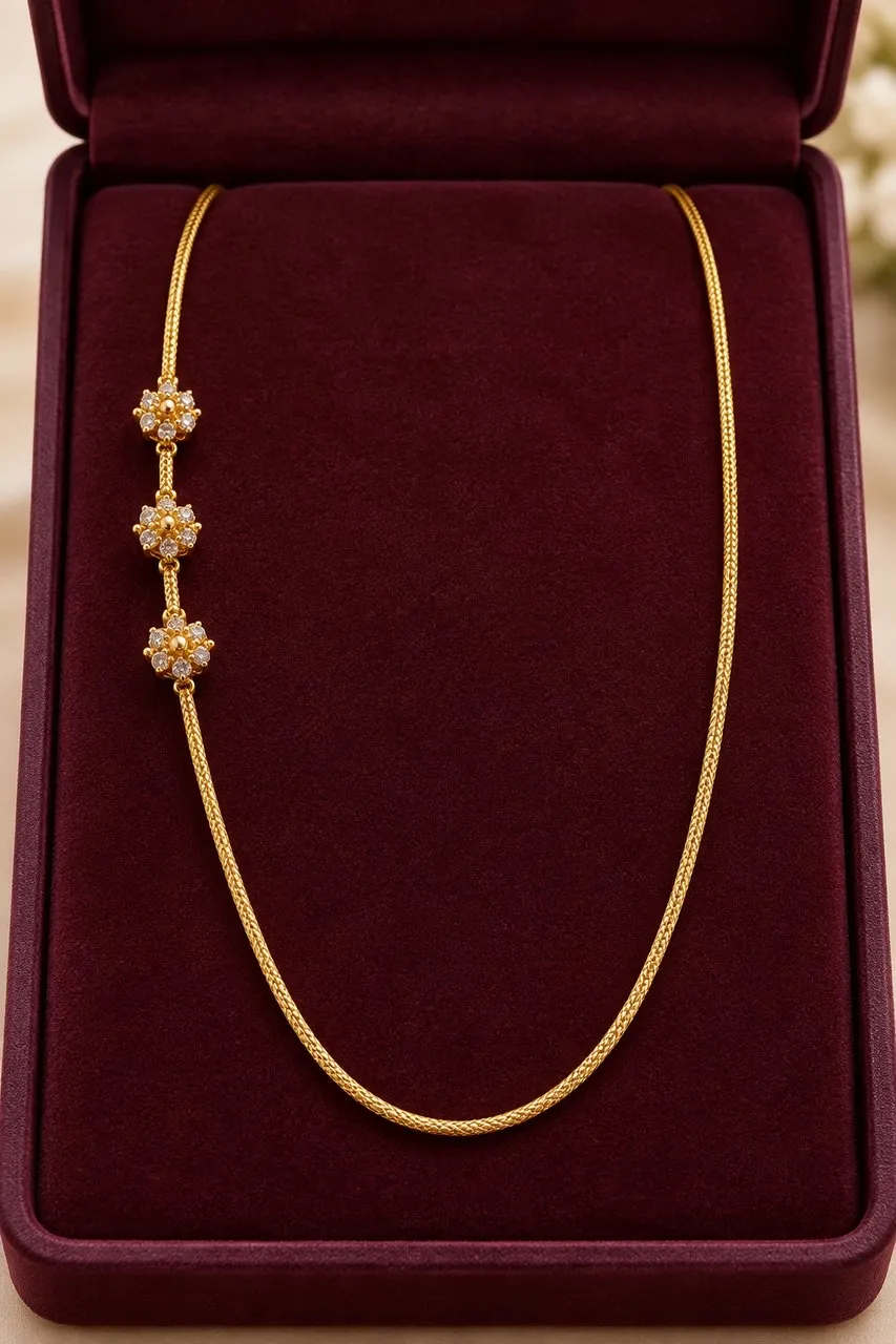 AI Studio result: the chain laid in a maroon velvet jewellery box