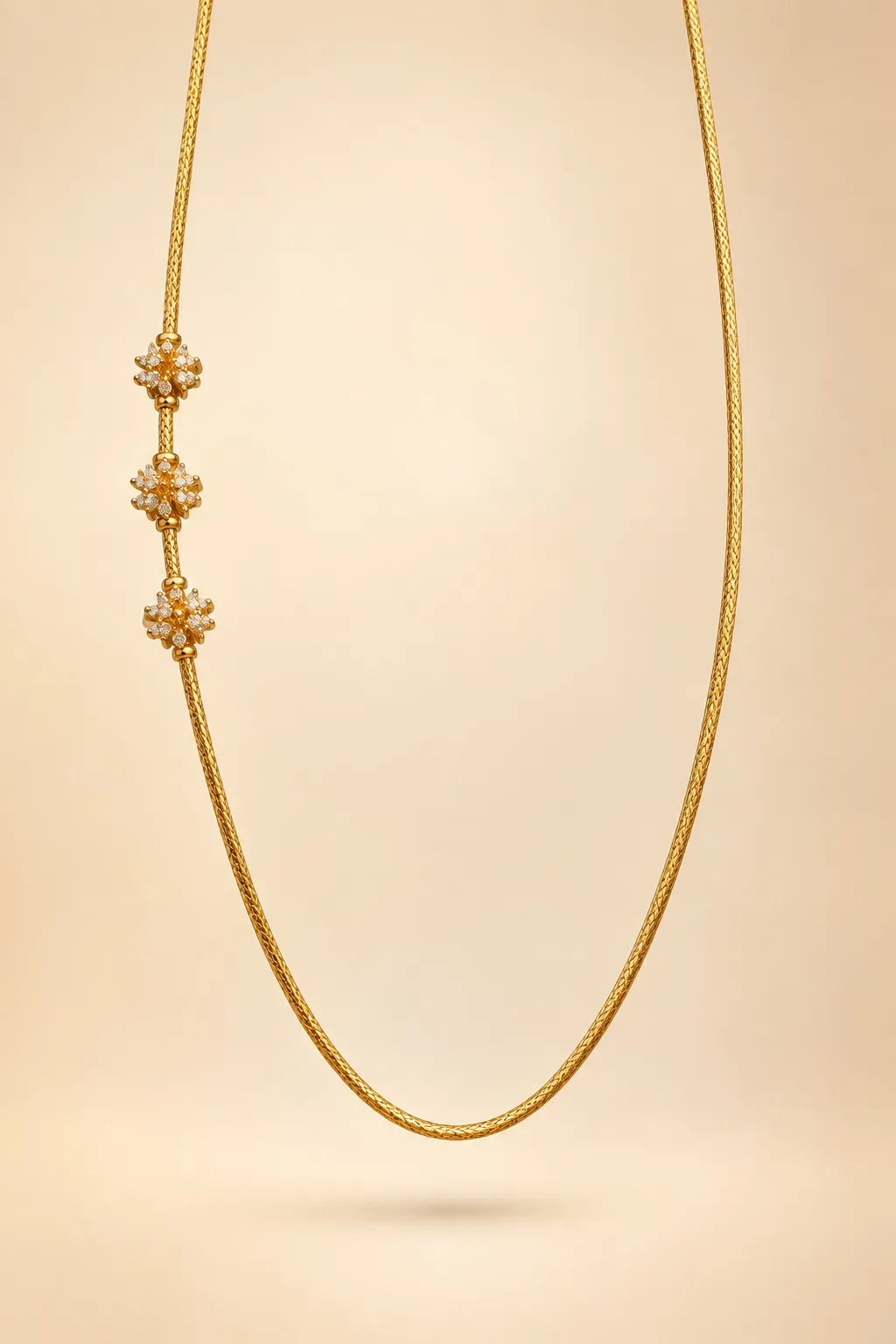 AI Studio result: the same chain floating against a soft ivory backdrop