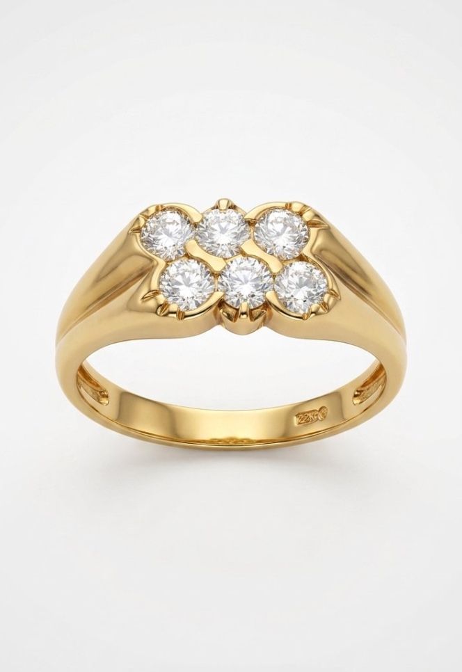 AI Studio render: a diamond-set gold ring on a plain studio background